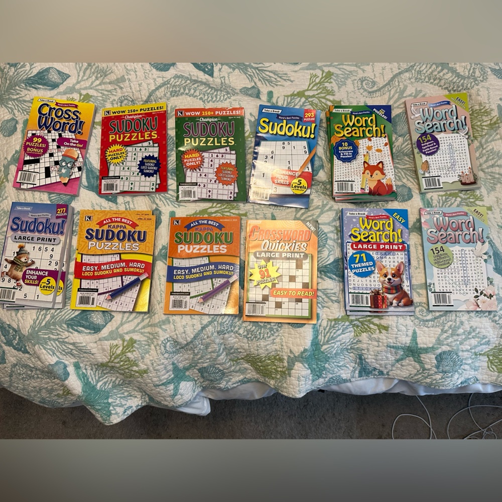 Lot of 16 SUDOKU, WORD SEARCH, and CROSSWORD books… all brand new